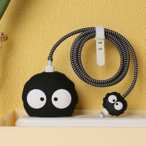 Image of Cartoon 3D Design Protective Case Compatible with Apple 18W - 20W USB-C Power Adapter Charger, Protective Cover for iPhone 18W & 20W Power Adapter Charger with Wire Saver. (Coal Ball)