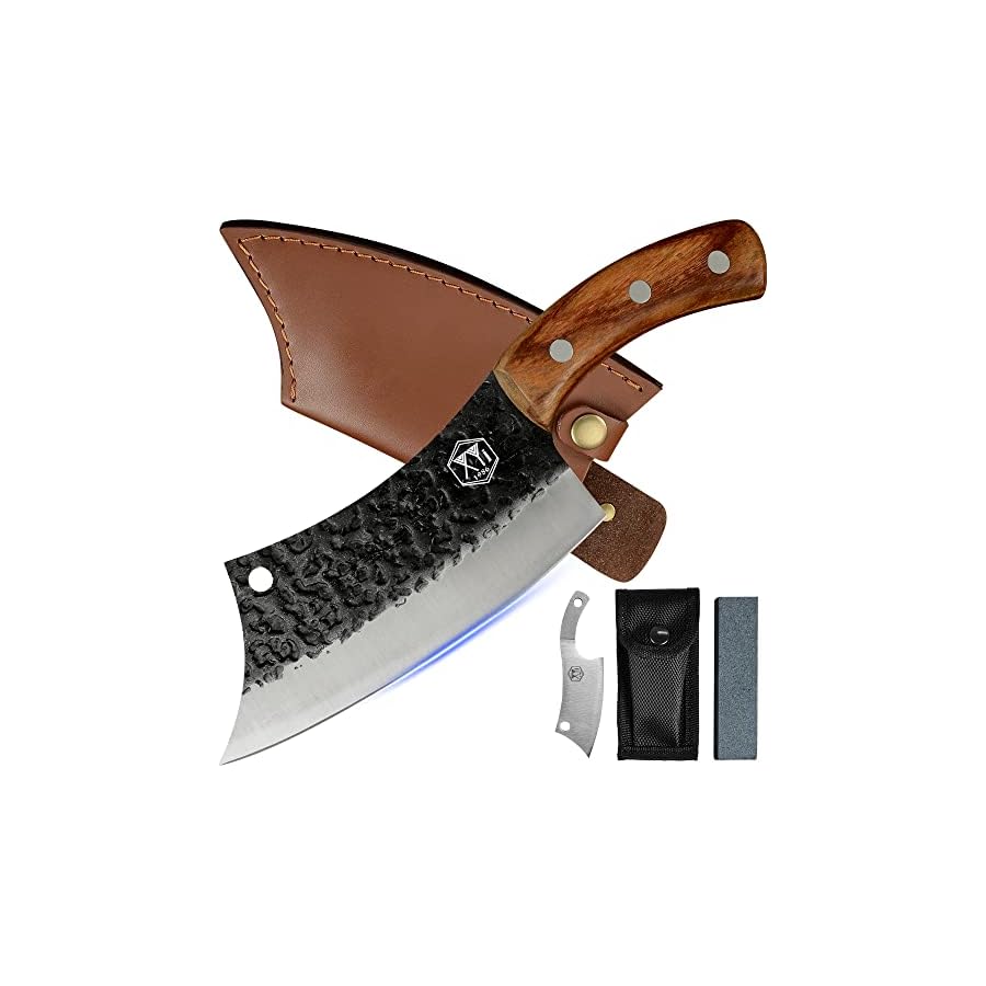 XYJ Authentic FULL TANG 6.2 Inch Kitchen Knife Chef Knives With Carrying Leather Sheath Slicing Cutting Butcher Knives For Meat Vegetable Cooking Tool, Meat Cleaver