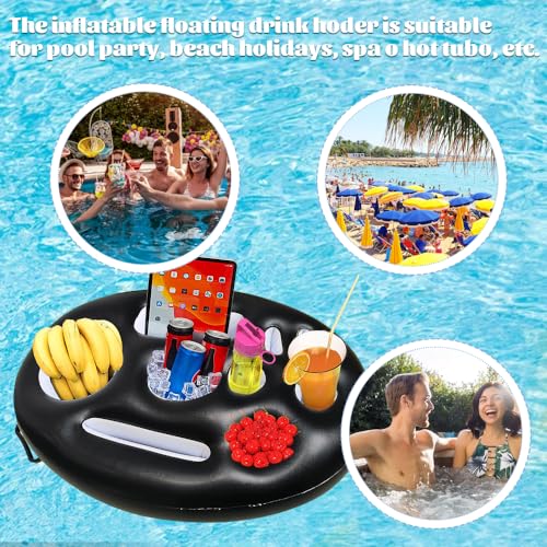 GOLRISEN Aufblasbarer Getränkehalter Pool Schwimmender Getränkehalter 2 in1 Getränke und Snackhalter 9 Löcher Flaschenhalter Poolbar Becherhalter Coasters Tablett Pool Zubehör für Sommer Pool Partys