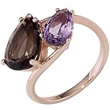 Besetzt mit einem Rauchquarz und einem Amethyst