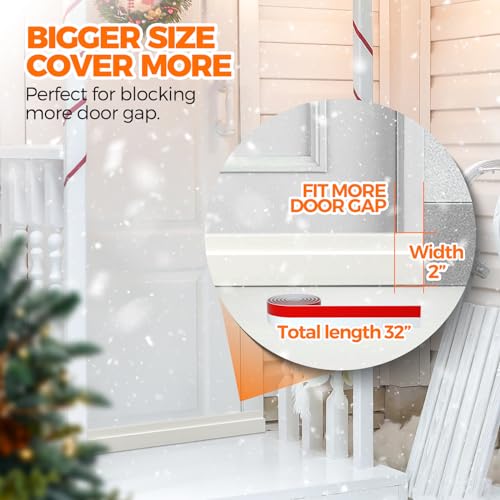Image of Holikme Door Draft Stopper Under Door Draft Blocker Insulator Door Sweep Weather Stripping Noise Stopper Strong Adhesive, White, 32 Inch, DDS-SL-XK-32-1228