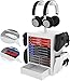 Cybcamo Tour de rangement pour console de jeu Nintendo Switch, support de disque de jeu vertical et organiseur de manettes compatible avec PS5/PS4/XBOX Series X/Xbox One/Nintendo Switch-blanc
