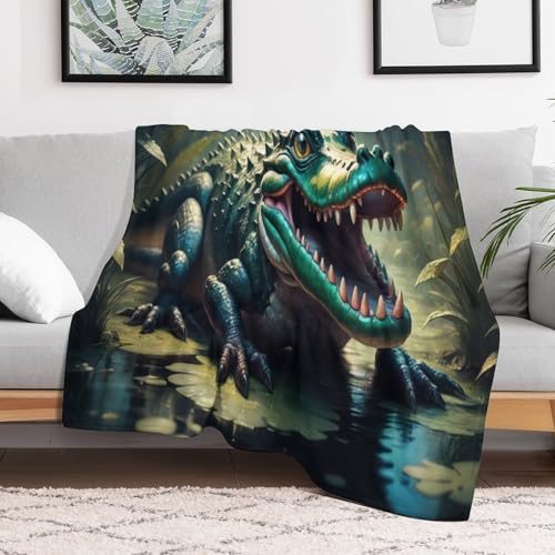 Couverture crocodile douce en flannel polaire pour grands et petits