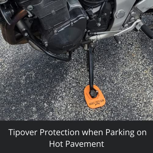Badass Moto Motorcycle Kickstand Pad - Sturgis Orange - American Made In Usa. Durable Biker Kick Stand Coaster/Support Plate Color Choices. Park Your Bike On Hot Pavement, Grass, Soft Ground #TOP1
