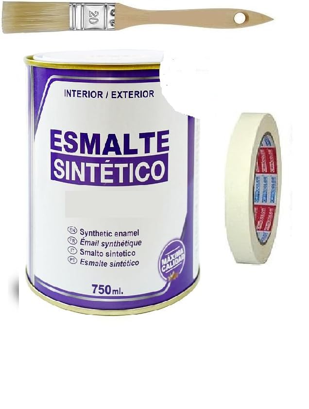 PCMoviles Pack para Pequeñas Reparaciones de Pintura – Esmalte Sintético VERDE PRIMAVERA 750 ml, Paletina y Cinta de Pintar, Ideal para Hogar y Taller