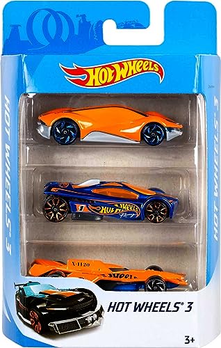 Image of Hot Wheels 3 Car Pack, Multipack of 3 Vehicles, Instant Starter Set, Collection of 1:64 Scale Toy Sports Cars, Rolling Wheels, for Kids 3 Years & Up