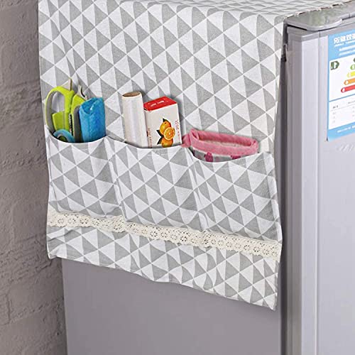 Image of HOKIPO Fridge Cover Top with Pockets, 130 x 55 cm, Grey