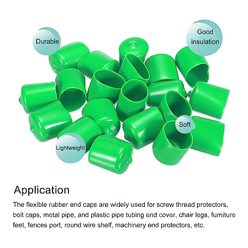 Image of MECCANIXITY 30pcs 7 /8 inch(22mm) Rubber End Caps Cover PVC Vinyl Screw Thread Protector Round Wire Shelf Caps for Screw Bolt Pipe Fence Post, Green