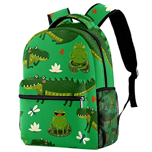 Sac à dos crocodile grenouille vert avec porte-bouteille enfants