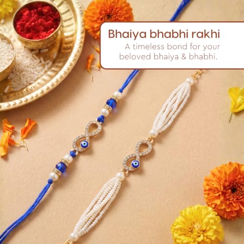 Image of Eha Earth Friendly Rakhi for Brother and Bhabhi Gift Made with Rice Husk | Bhaiya Bhabhi Rakhi Set | Printed Mugs & Rakhi Hamper | Gift for Rakshabandhan