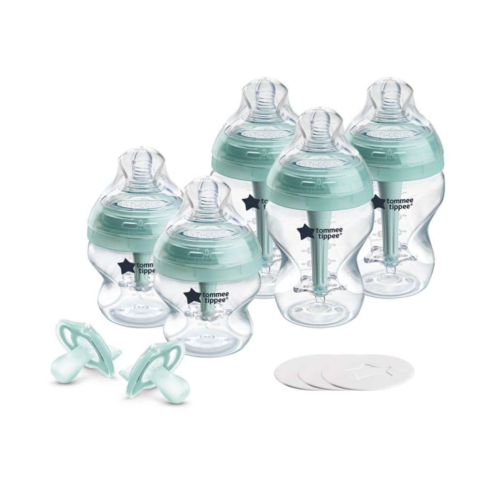 Tommee Tippee Advanced Anti-Colic BPA Free Baby Bottle Newborn Feeding Gift Set, Slow Flow Breast-Like Nipples & Unique Anti-Colic Venting System, Special Vented Wand Keeps Air Away From Milk & Baby