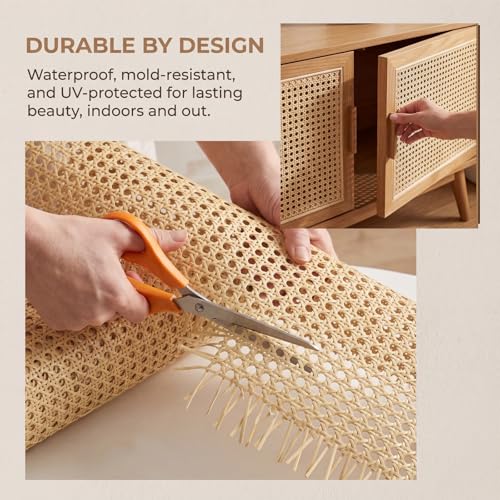 selliner 1 Roll Caning Material,6.6ft x 16inch PE Rattan Cane Webbing Roll,Cane Webbing for Caning Projects Mesh Rattan Fabric for Furniture Chair Cabinet Ceiling by selliner - Image 5