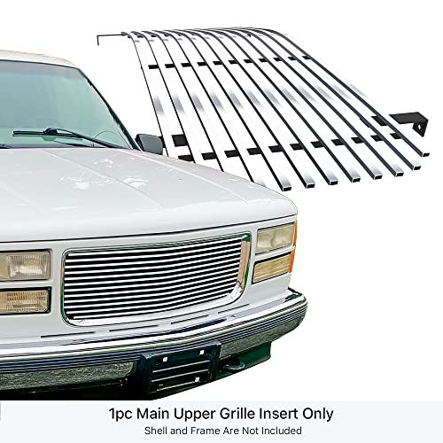 Aps Premium Stainless Steel Chrome Horizontal Billet Grille Grill Compatible With Gmc Suburban 1994-1999 & 94-99 Yukon & 94-98 C K Pickup Main Upper N19-A21058G #TOP1