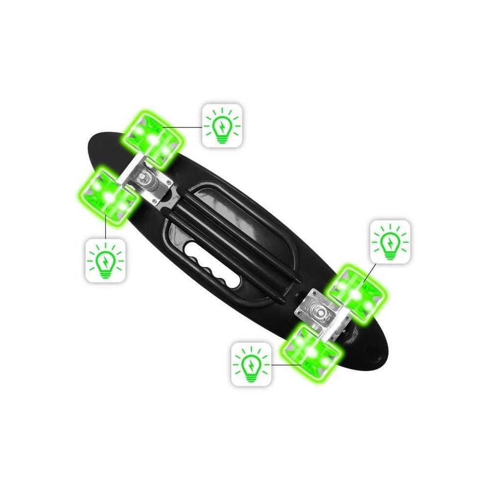 Stamp Sas JS123310L Skate Board 24" x 7", ruote Lightning, verde/blu/nero/bianco