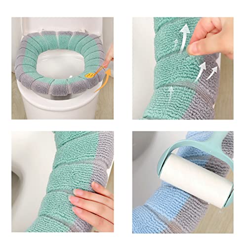 WC-Sitzbezug Toilettensitzbezug Toilettensitzauflage Toilettensitzabdeckungen, 4-Farbig Dicker Weiche Badezimmer Toilettensitzkissen Mit Griff, Universalgröße Dehnbar Waschbar WC-Sitzwärmer (12PCS-H) – Bild 4