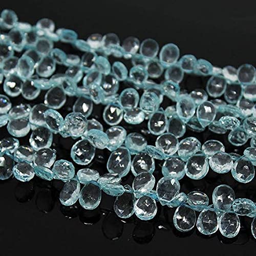 Aigue-marine en gouttes facettées de 8mm de qualité supérieure pour joaillerie fine