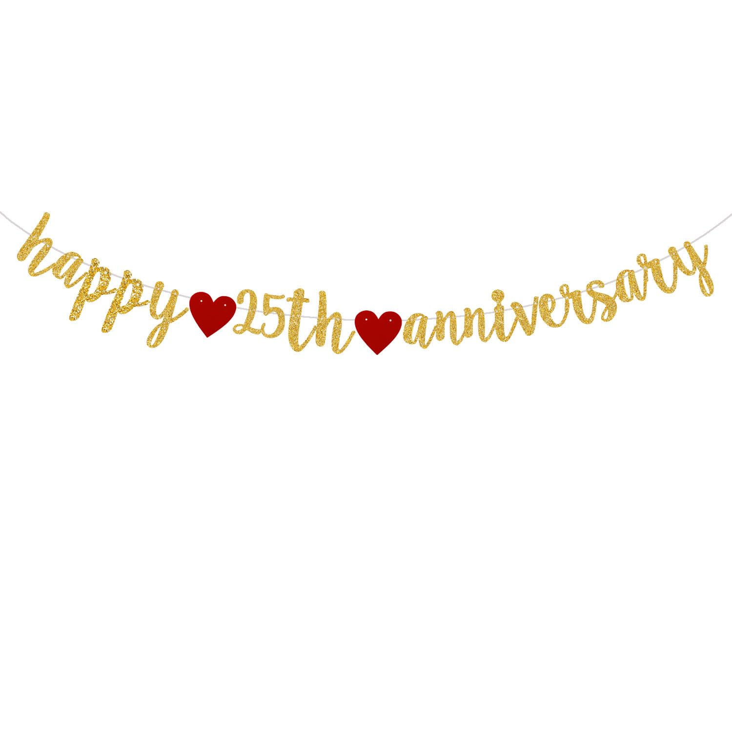 Amazon.com: Happy 25th Anniversary Banner - Gold Glitter 25th ...
