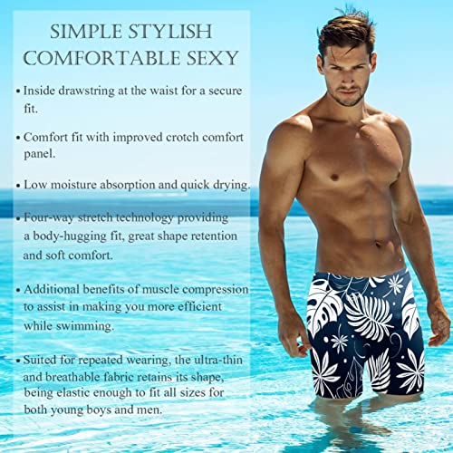 Jammers de natación hombre tejido premium de resistencia estampado hojas marina S 3