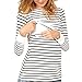Produktbild NINGSANJIN Damen Sweatshirt Stillzeit Top Zweilagiges. Kontrastdetails (Weiß,XL)