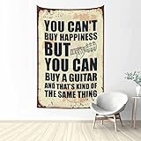 Decoración divertida para el hogar con la que no puedes comprar la felicidad pero puedes comprar una guitarra, tapiz de cerveza, decoración divertida para cueva de hombre, decoración divertida para