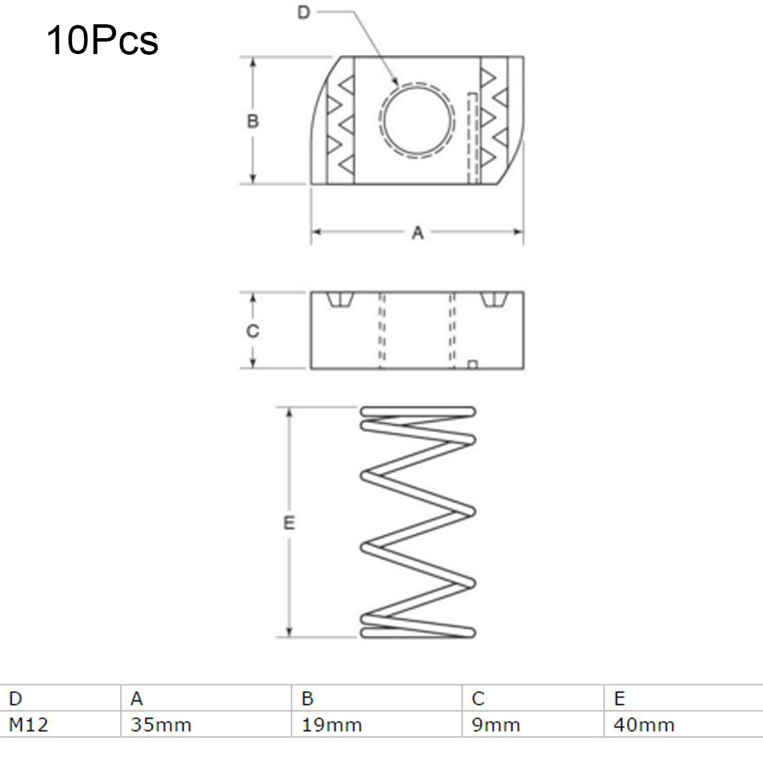 TA-VIGOR 10Pcs M12 304 Stainless Steel Long Spring Channel Nuts, Silver Tone Strut Nuts for C Series Unistrut Channels and Inserts - Image 2