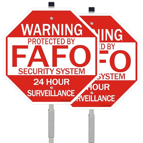 2 Pack FAFO Home Security Sign with 36 Metal Stakes 12x12 Reflective Aluminum Fuck Around and Find Out FAFO Security Sign All Aluminum- Anti-Rust- Waterproof- UV Protected- Strong& Sturdy