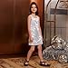Perfashion Sequin Dress for Girls Sparkly Spaghetti Strap Dress Silver Dance Bodycon Metallic Outfit Size 10-12