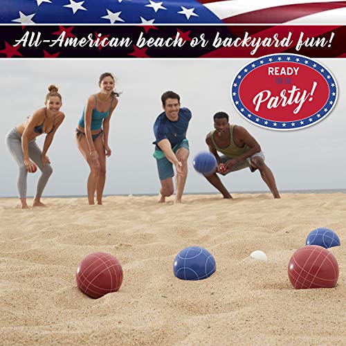 image for Franklin Sports Bocce Ball Set - 8 All Weather 90mm Bocce Balls, 1 Pal