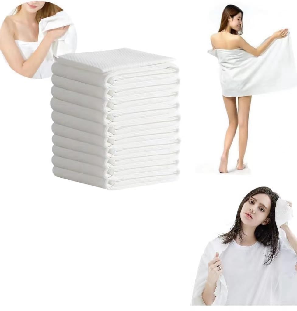 10 sets Disposable Bath Towels,70x140cm 28*58cm,Travel Disposable Towels Set，health and Safety ，Thicken Cotton Salon Towels Wash Towel Body Towels,Bath Towels for Hotel bathroom Beach Swimming Camping