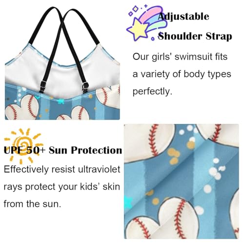 Image of Girls one Piece Swimsuit Summer UPF 50+ Quick Dry Beach Bathing Suit with Straps Swimwear 3-10 Years