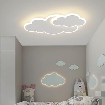 Cloud Ceiling Light 3D LED Cloud Ceiling Lamp with 2 Cloud, Chandelier for Childrens Room Living Room, Boy, Girl Bedroom, 3 Lighting, 30W