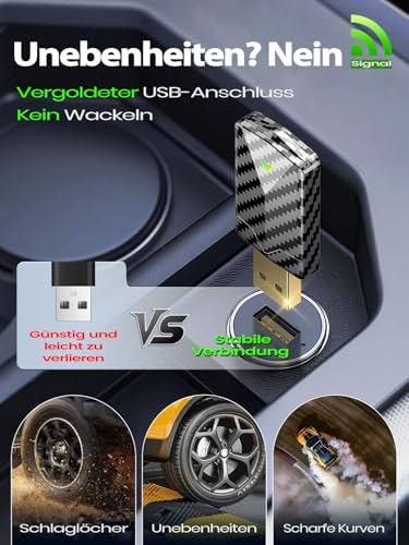 Adaptador inalámbrico coche Android Auto y CarPlay: conexión rápida USB A C para iPhone iOS 10+ 2