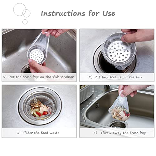 Kitchen Sink Strainer Trash Bag,100 PCS Drain Nets for Sink, Sink Strainer Filter Mesh Bag, Kitchen Sink Trash Mesh Bag, Disposable Anti-Clogging Elastic Filter Bags, Fits Most Sizes of Sink Strainer - Thumbnail 5