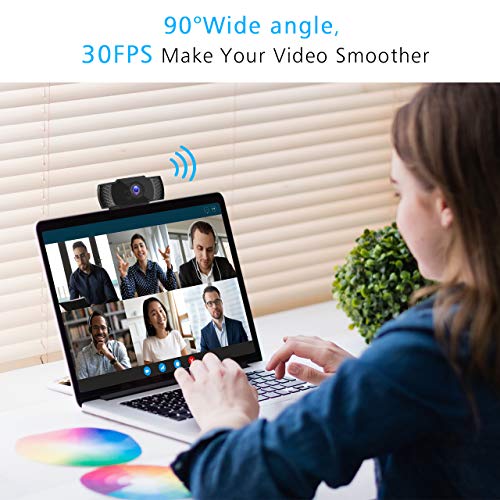 1080P Webcam Full HD with Microphone 30FPS,110°Wide Angle, Plug and Play USB 2.0 Auto Focus, Easy Set up, Compatiable with PC/Desktop and Laptop, Great for Video Conference and Online Classes. - Thumbnail 3