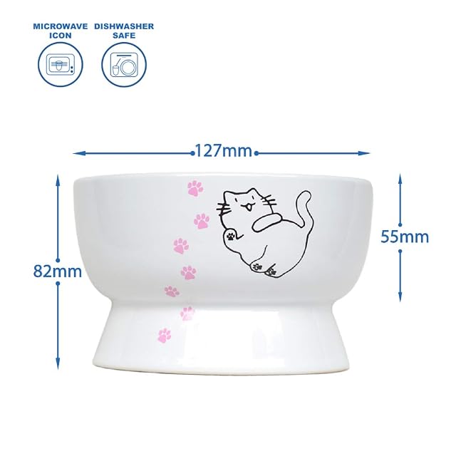 Foto 7 de 7 de Cuenco de agua elevado para gatos, elevado, hecho de porcelana, suministros para mascotas