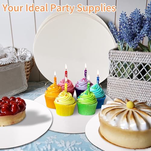 Image of 10 Inch Round Cake Base Board, MDF Silver Scalloped Cake Drum, Disposable Cardboard Cake & Pizza Base for Cake Decorating, Tart Display, Bakery, Dessert Stand, Pack of 6
