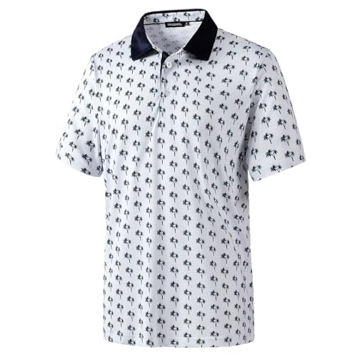 Golf Shirts for Men Dry Fit Performance Print Short Sleeve Moisture Wicking Golf Polo Shirts