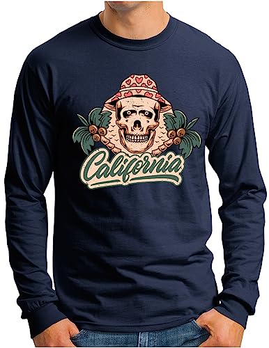 T-shirt manches longues surf pour soirées plage en t-shirt bleu marine California XXL