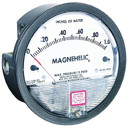 Dwyer Magnehelic Series 2000 Differential Pressure Gauge, Range 0-0.25