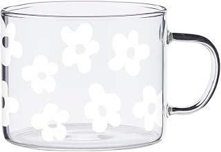 Santa Barbara Design Studio Large Mug Sippin' Pretty Glass Coffee Cup, 16-Ounce, White Floral