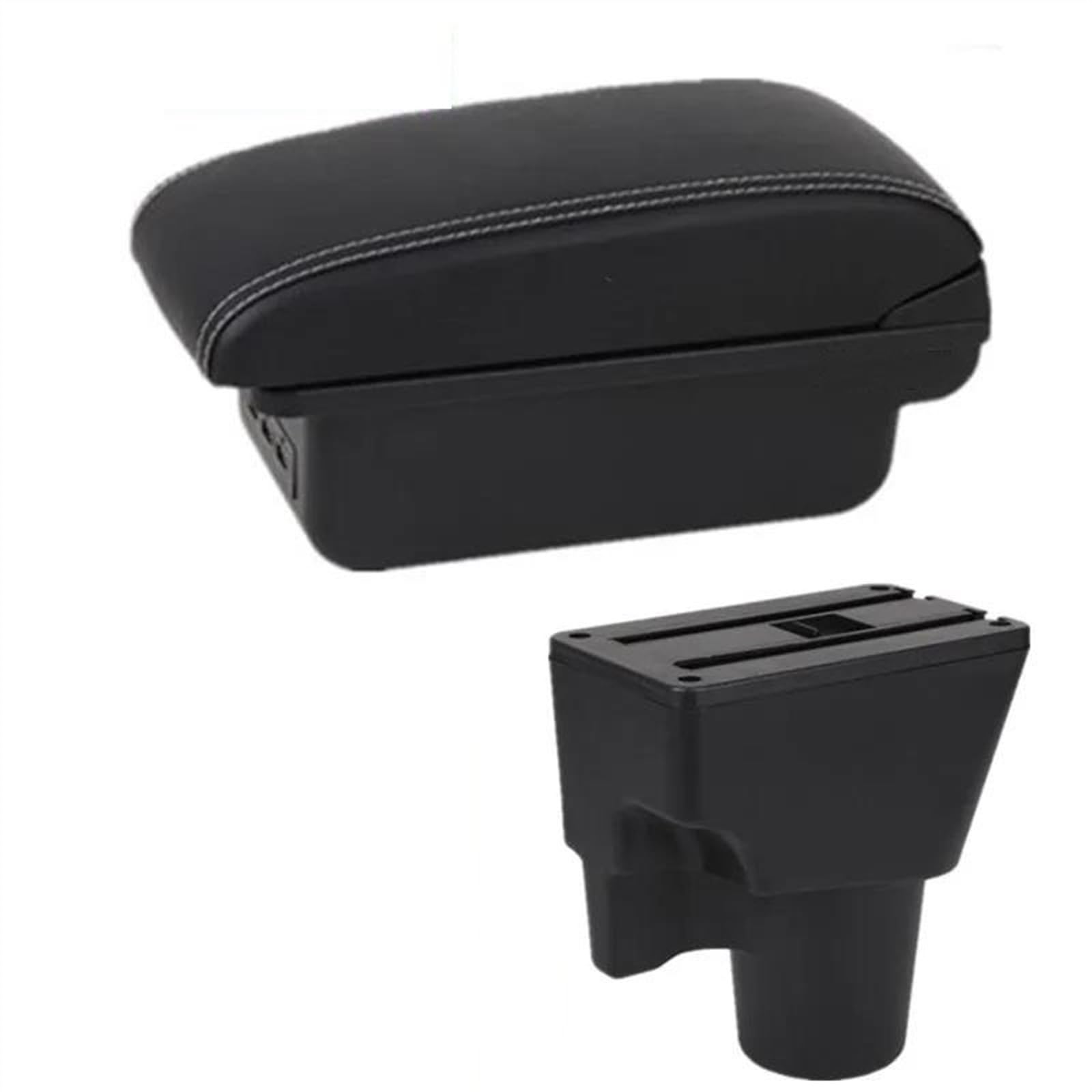 NMJLQW Storage Rack Armrest Box With Multifunctional Support PU Upholstered Car Interior Modification Accessories For Picanto 3X-Line(B white line 3USB)
