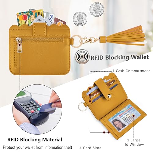 Image of Wristlet Wallet for Women with Keychain - RFID Card Holder Small Wallet Wristlet with Key Ring