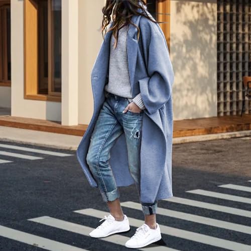 Maiyifu-GJ Women's Winter Long Wool Blend Coats Double Breasted Wool Trench Coat for Women Long Sleeve Notched Lapel Overcoat3