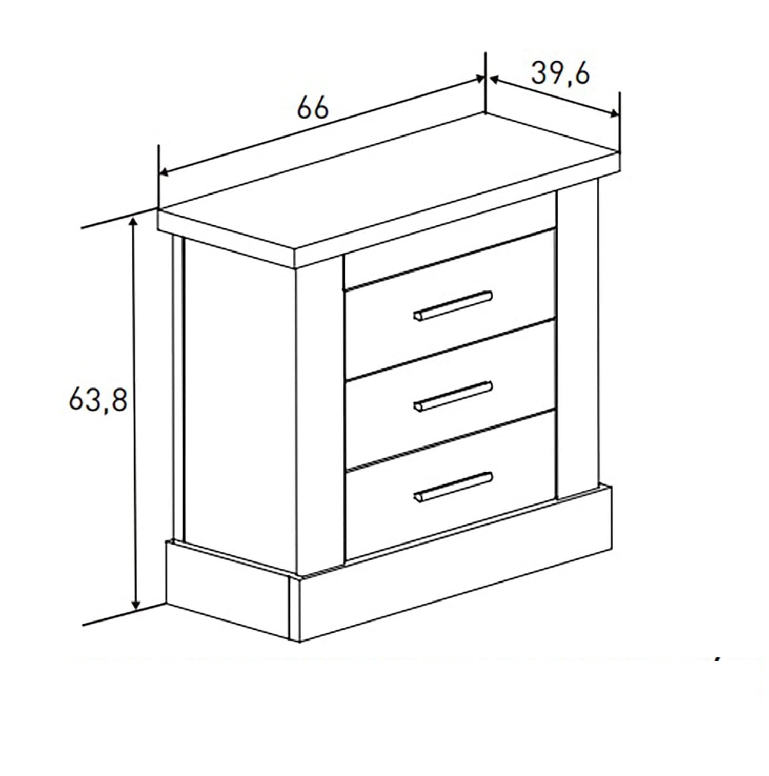 Conjunto Dormitorio, Cabecero + 2 Mesitas de Noche + Cajonera Color Roble Cambrian, Blanco