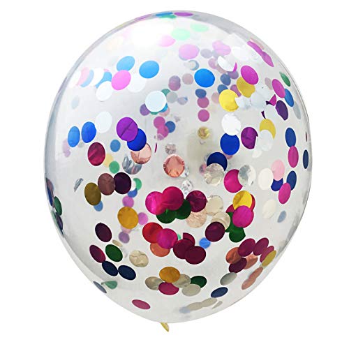 Image of Rainbow Confetti Balloons, 25 Pcs Thickened 12 Inch Clear Latex Balloon with Colorful Confetti Inside for Graduation Engagement Bridal Shower Party Baby Shower Birthday Party Decorations Supplies