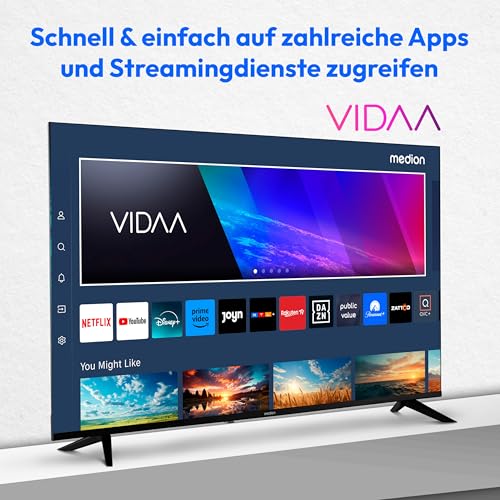 MEDION 108 cm (43 Zoll) Ultra HD Fernseher (Smart-TV, HDR10, VIDAA Store, Prime Video, Disney+, DAZN, Paramount+, HbbTV, PVR, Bluetooth, MD 843200) – Bild 4
