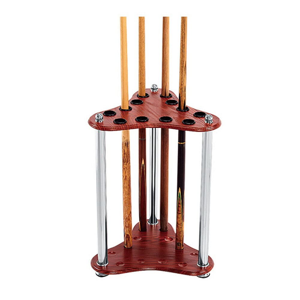 DNYSYSJ 12 Hole Pool Cue Rack Wood Billiard Pool Cue Rack Floor Standing Storage Holder