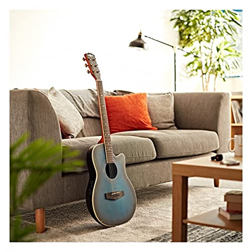 Guitare électro-acoustique Roundback par Gear4music Blue avec accessoires - Les Beatles, Paul McCartney, John Lennon, RIngo Starr, George Harrison Guitare électro-acoustique Roundback par Gear4music Blue avec accessoires – Image 3