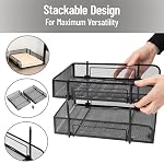 Mind Reader Stackable Paper Tray, Desktop Organizer, File Storage, Office, Metal Mesh, 2 Pcs, Black - Image 4