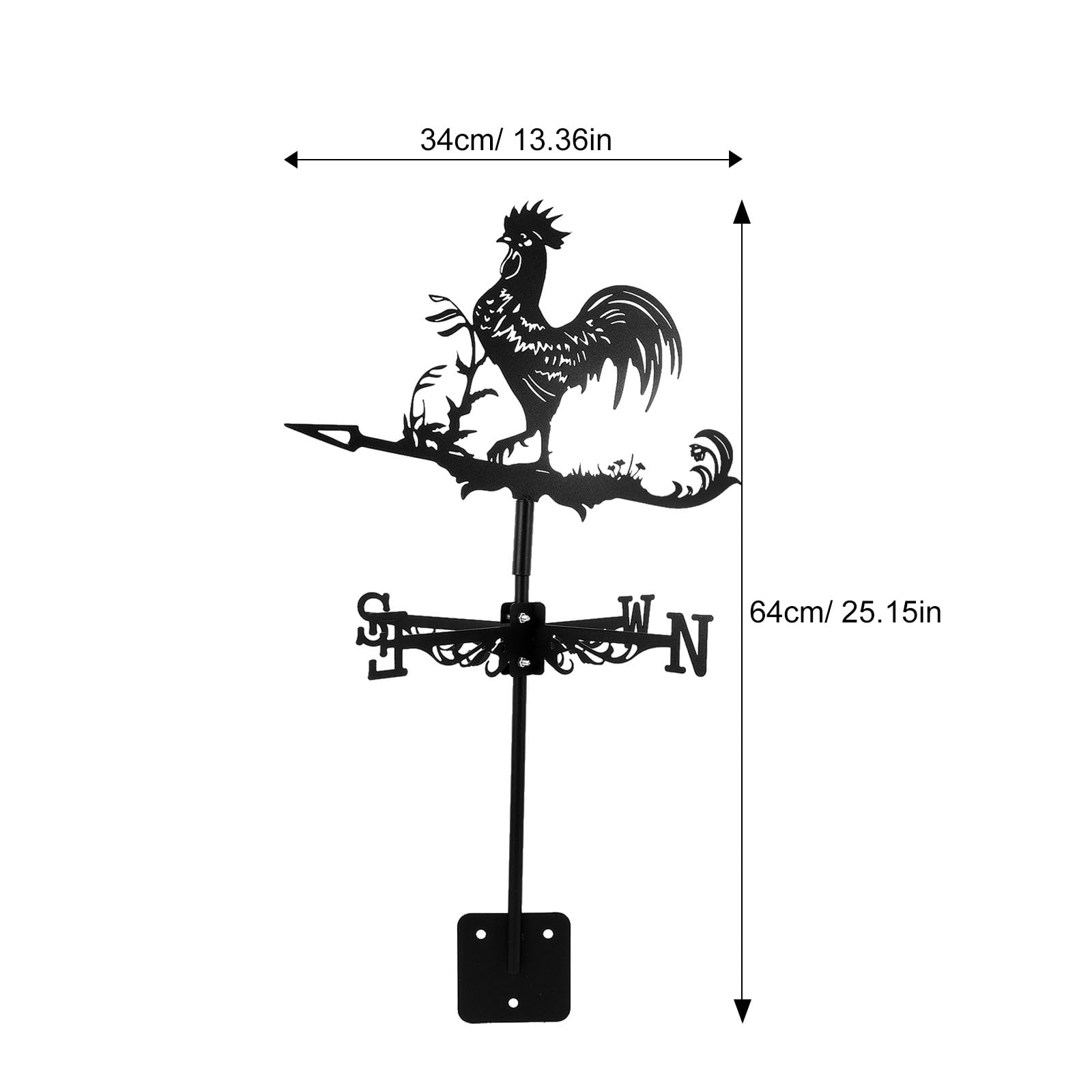 Hemobllo Windfahne Hahn aus Metall Dekorativer Garten Windrichtungsanzeiger Wetterfeste Dach und Boden Wetterfahne für Terrasse und Hof